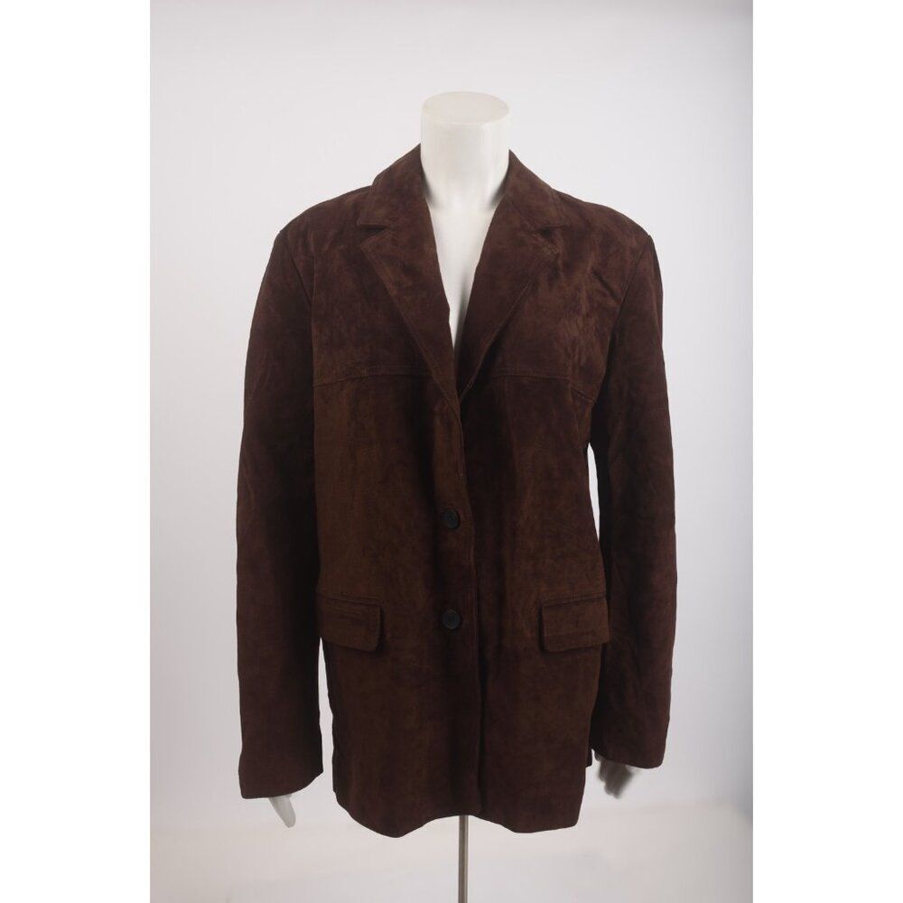 Zara ZW Collection Womans Suede Leather Blazer Jacket M Brown 4341/814 NWT